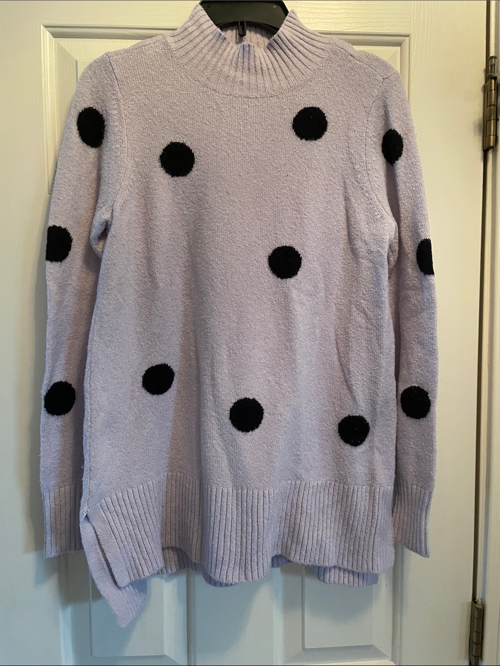 LOFT Light Lavender Polka Dot Turtleneck Sweater